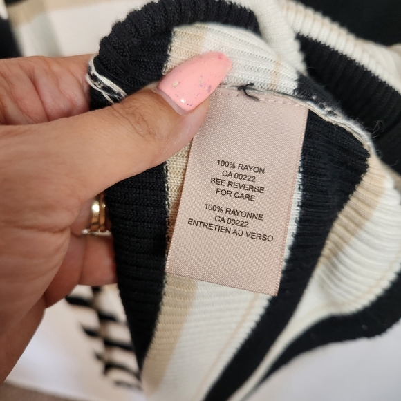 Philosophy Ribbed Open Front Long Cardigan Sweater Navy Stripe Size Large Office - Picture 5 of 5